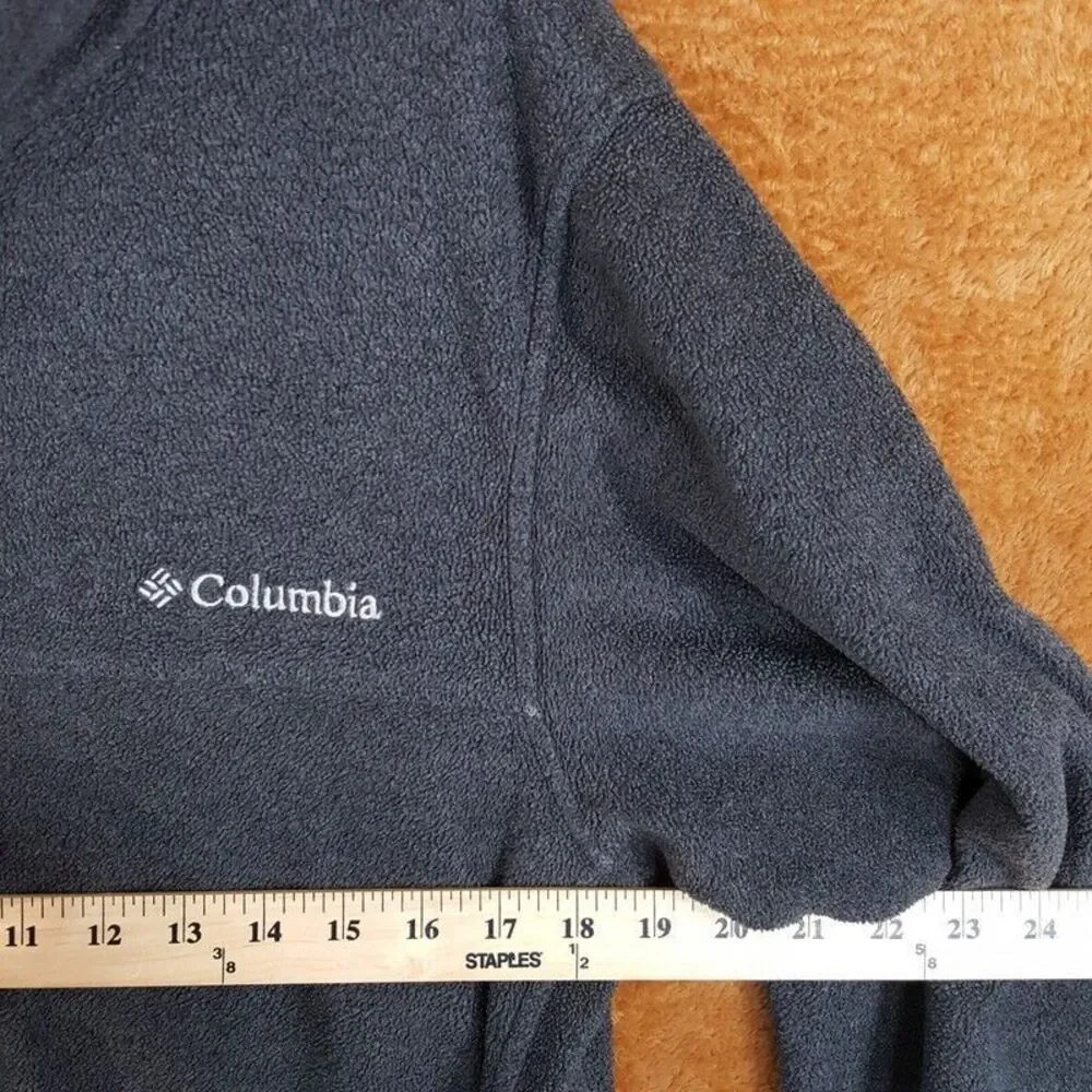 COLUMBIA Mens Jacket Small Gray Full Zip Fleece Pockets Casual